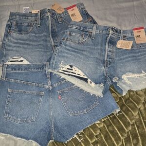 Levi's Distressed Blue Denim Shorts